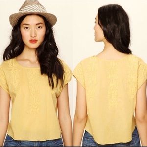 Free People Embroidered Quills Top | Size: S | Color: Mustard Yellow